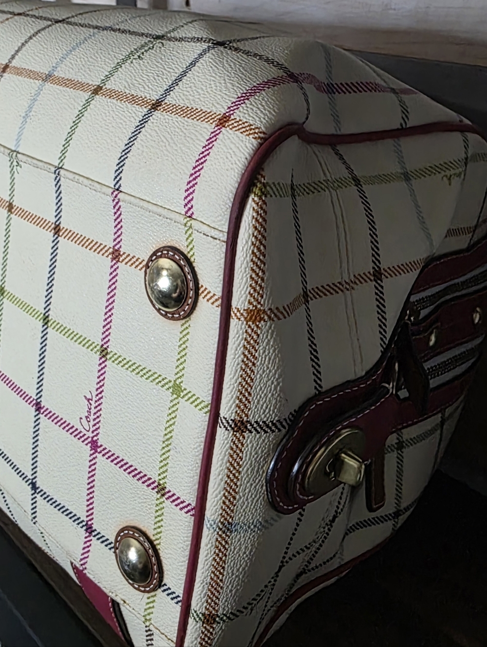 Coach Heritage Tattersall XL Duffle Travel Tote Bag Very RARE - Picture 9 of 17